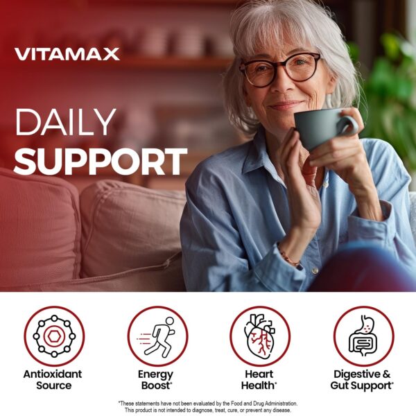 Etiqueta frontal de Vitamax con lista de ingredientes