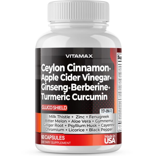 Frasco Vitamax 16-en-1 cápsulas Canela Ceilan Vinagre