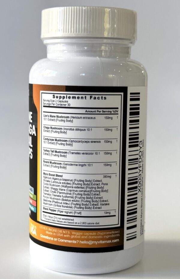 Vitamax suplemento hongos Shiitake y White Elm King Oyster