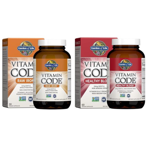 Caja del paquete Vitamin Code Raw Iron y Healthy Blood