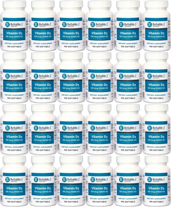 Vitamin D3 5000 UI Reliable-1 Labs botella cápsulas blandas