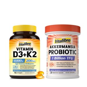 Version 1.0.0 Vitamina D3 K2 Probiotic bottle front view