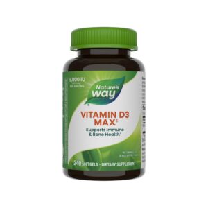 Botella de Vitamin D3 Max Nature's Way 5000 UI con cápsulas blandas