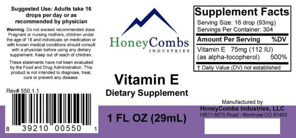 Frente de la botella Vitamin E Drops HoneyCombs