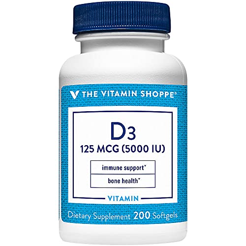Vitamin Shoppe Vitamina D3 5000 UI cápsulas blandas 200 unidades