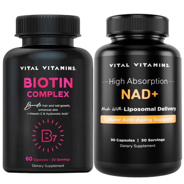 Frasco de Vital Vitamins Biotin Complex NAD+
