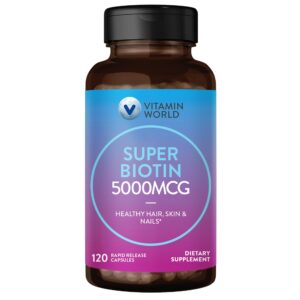 Version 1.0.0 Vitamin World Biotin 5000 mcg cápsulas etiqueta