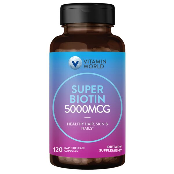 Vitamin World Biotin 5000 mcg cápsulas etiqueta