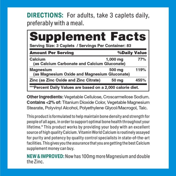 Caplets recubiertos calcio magnesio zinc