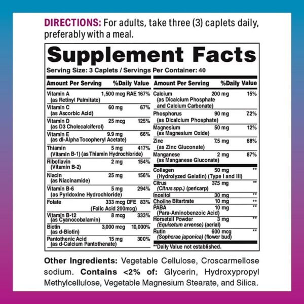 Vitamin World suplemento para belleza con biotina y vitamina A