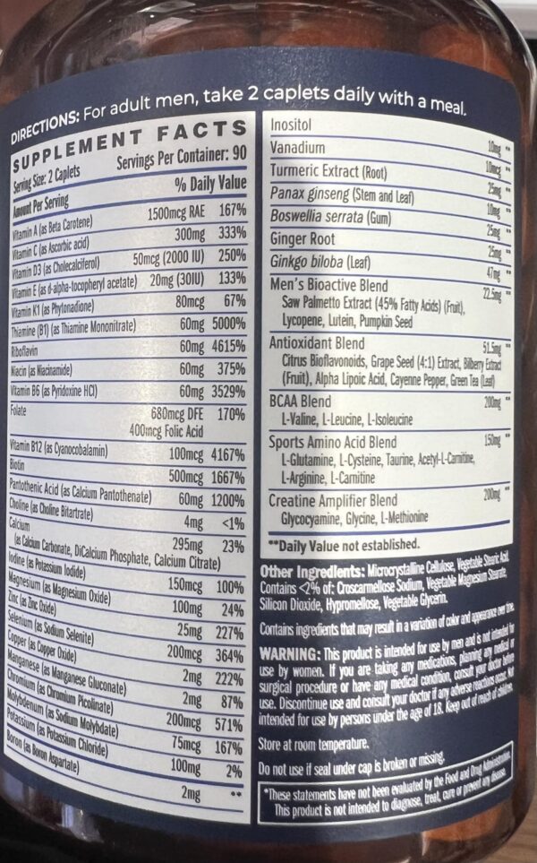 Frasco y cápsulas Vitamin World Ultra 360 Multi Sport