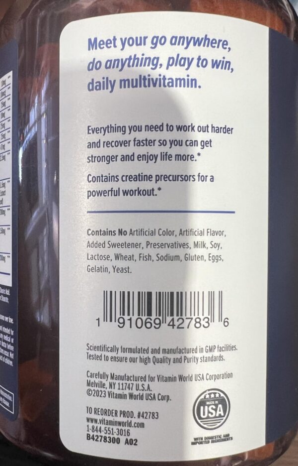 Etiqueta del producto Vitamin World Ultra 360 Multi Sport