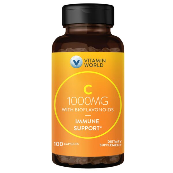 Frente del envase Vitamin World Vitamina C 1000 mg