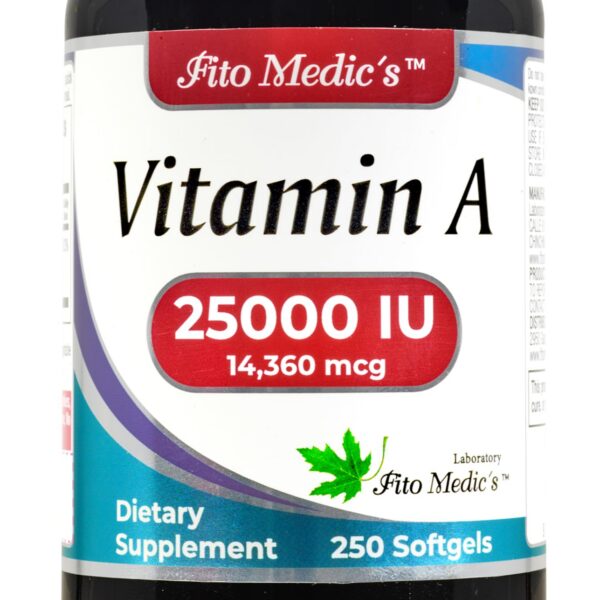 Frasco Vitamina A 25000 UI Softgels - etiqueta