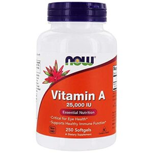Vitamina A NOW Foods cápsula blanda 25,000 UI salud ocular