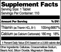 Etiqueta del envase Vitamina B-1 110 tabletas
