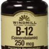 Frasco de Vitamina B-12 250 MCG Windmill