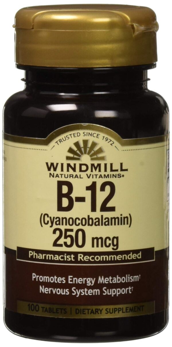 Frasco de Vitamina B-12 250 MCG Windmill