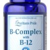Frasco de Vitamina B-Complex y B-12 Puritan's Pride con 90 tabletas