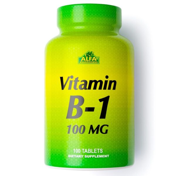 Botella de vitamina B-1 100 mg ALFA VITAMINS con 100 tabletas