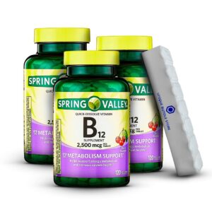 Frasco de vitamina B12 rápida disolución 2500 mcg Spring Valley sabor cereza