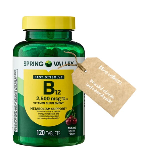 Tabletas de vitamina B12 sabor cereza de disolución rápida