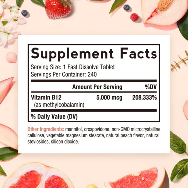 Vitamina B12 Doctor's Recipes rápida disolución sabor durazno