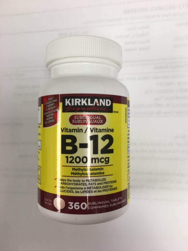 Vitamina B12 Kirkland Signature 1200 mcg frasco 360 tabletas