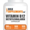 Frasco cápsulas vitamina b12 metilcobalamina BulkSupplements 500 uds