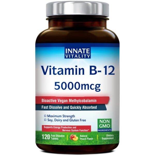 Vitamina b12 metilcobalamina Innate Vitality tabletas sabor durazno