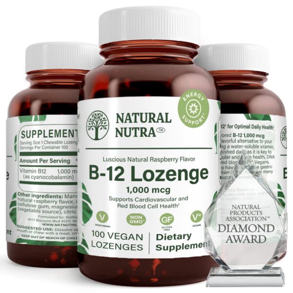 Vitamina B12 Natural Nutra pastillas sublinguales para energía y sistema nervioso