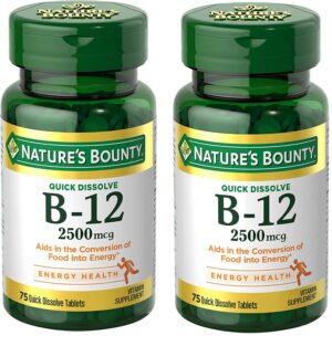 Botella de Vitaminas B12 Nature's Bounty en sabor cereza.