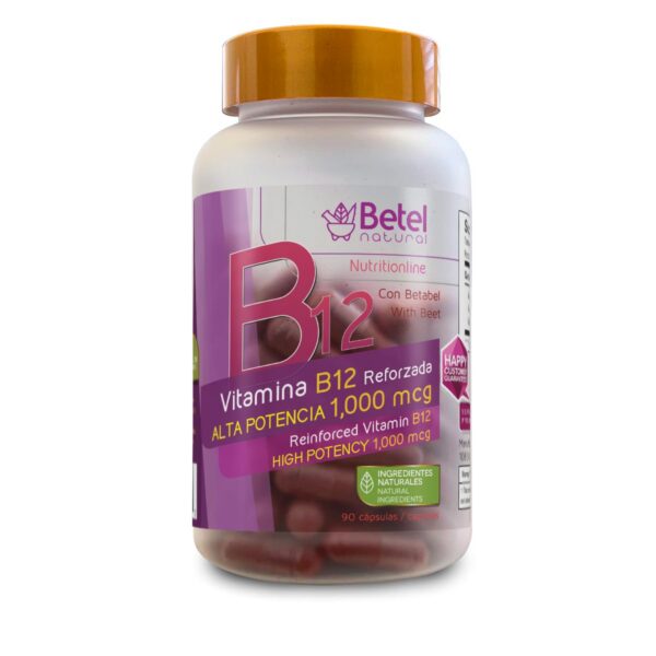 Frasco Vitamina B12 premium reforzada con betabel