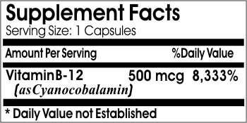 Vitamina B-12 PureControl suplemento 200 cápsulas vista lateral