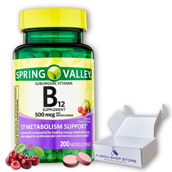 Vitamina B12 sublingual sabor cereza 500 mcg Spring Valley
