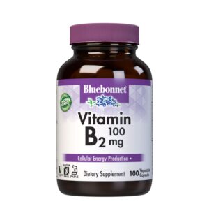 Vitamina B2 Bluebonnet cápsulas vegetales caja amarilla