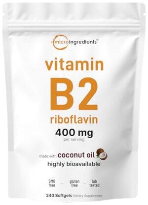 Botella de Vitaminas B2 con riboflavina y aceite de coco