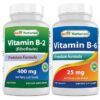 Vitamina B2 B6 Best Naturals 400mg 25mg suplemento 120 cápsulas