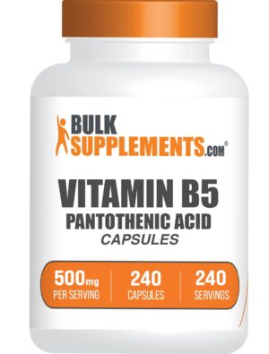 Vitamina B5 BulkSupplements frasco cápsulas salud energía