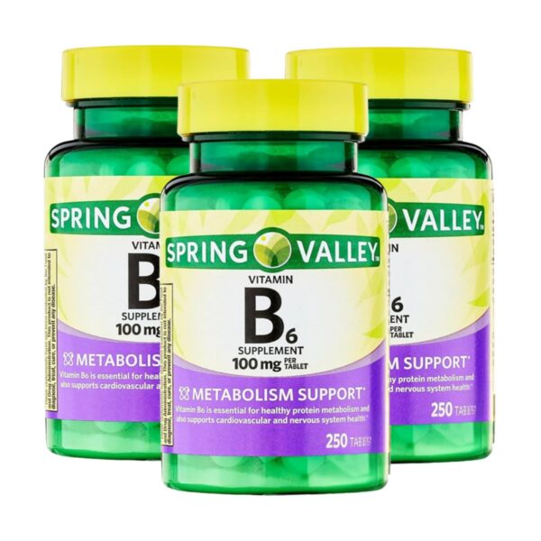 Vitamina B6 100 mg - botella y etiqueta