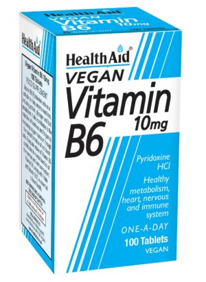 Paquete vitamina B6 Health Aid 10 mg 100 tabletas