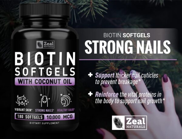 Vitamina biotina 10000 Zeal Naturals para fortalecimiento capilar