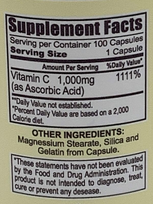 Cápsulas de Vitamina C 1000 mg