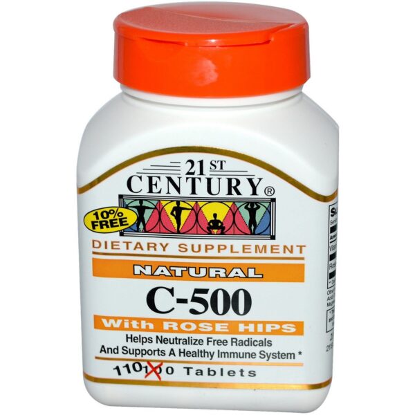Vitamina C 500mg con rosa mosqueta 110 tabletas 21st century