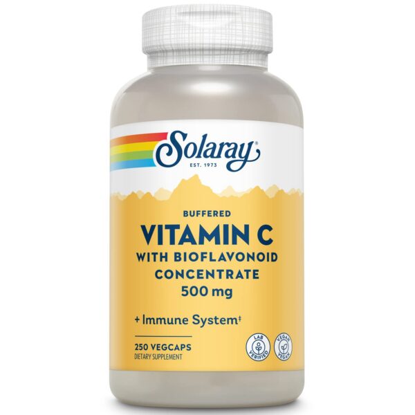 Version 1.0.0 Botella de cápsulas vitamina C amortiguada Solaray 250 veganas
