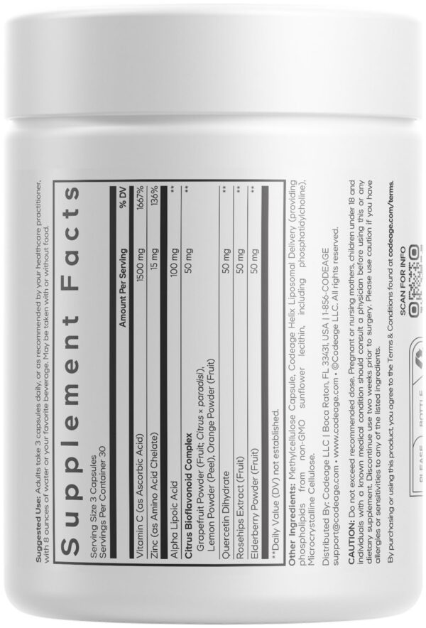 Version 1.0.0 Ingredientes naturales de vitamina C liposomal con bioflavonoides cítricos