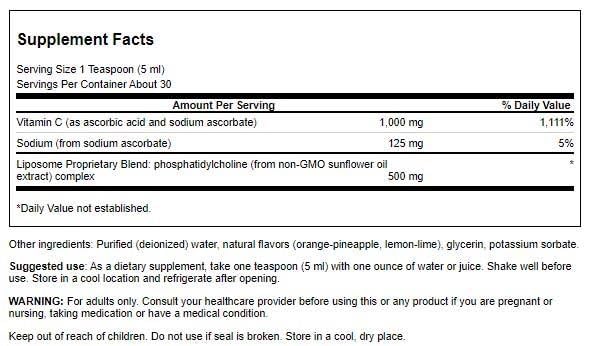 Vitamin c liposomal swanson absorción avanzada líquido