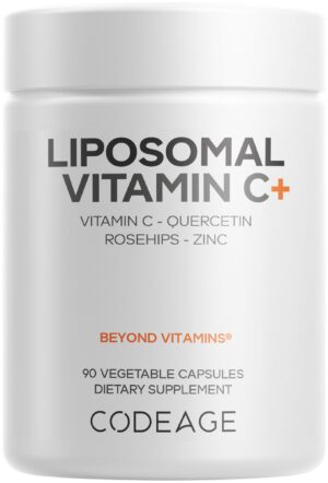 Frasco de Vitamina C Liposomal Codeage con cápsulas