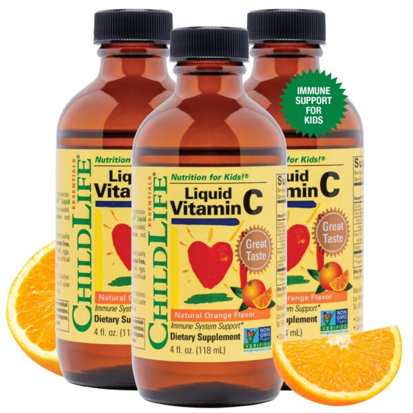 Vitamina C líquida ChildLife Essentials para niños botella frontal
