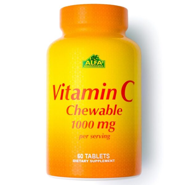 Vitamina c masticable 1000mg alfa vitamins frasco 60 tabletas